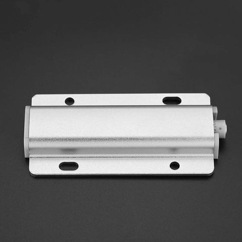 Push To Open Cabinet Door Catch With Magnetic Tip Soft Close Buffer, aluminum alloy, ABS, silver finish, top angle view