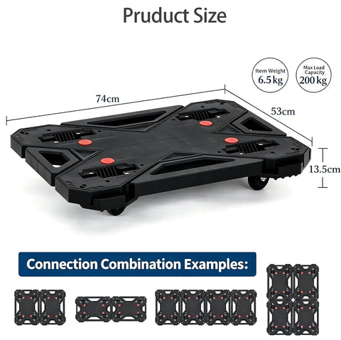 Beefy Heavy Duty Folding Platform Truck Hauls Up To 330 Lbs With A Flatbed Dolly Cart On Wheels Portable Moving Cart for boxes, 74x53cm