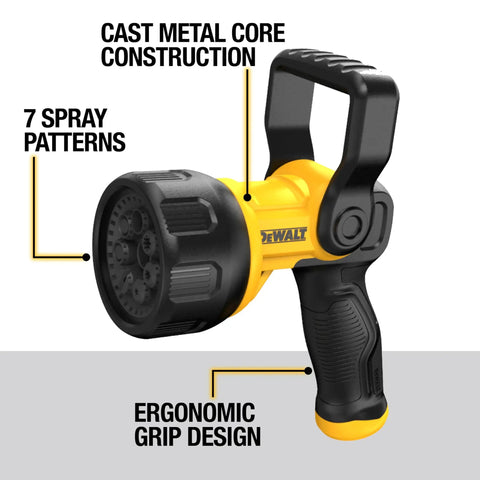 Heavy Duty Hydro Cannon Nozzle With Seven Spray Patterns For Beast Mode Cleaning And Lawn Care, ergonomic cast metal design