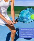 Player on court with Lightweight Pickleball Paddles Set Of 4 With 4 Balls 4 Cooling Towels And Bag Premium Wood Core Rackets