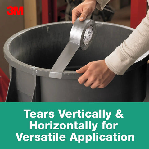 Person using heavy duty duct tape that is the go to for everyday fixes with beast mode strong adhesive and waterproof backing 1.88 inch by 60 yard multi use tape for bundling cords patching and reinforcing durable and long lasting on a bin.