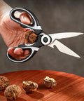 Rugged Kitchen Scissors For Everyday Cooking Ultra Sharp Stainless Steel Meat Shears For Spatchcocking Chicken Poultry Fish And Herbs Dishwasher Safe Multi Purpose Scissors With Ergonomic Comfort Grip And Built In Nutcracker Bottle Opener, stainless steel scissors with nutcracker