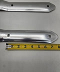 Pair Of 16 Inch Aluminum Offset Bent Strap Hinges For Cargo Utility Trailers And RV Doors, Rustproof Aluminum With 270 Degree Action shown with measuring tape