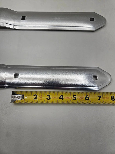 Pair Of 16 Inch Aluminum Offset Bent Strap Hinges For Cargo Utility Trailers And RV Doors, Rustproof Aluminum With 270 Degree Action shown with measuring tape