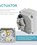 Actuator of 2 Way Motorized Ball Valve 1 Inch DN25 Stainless Steel Electric Water Valve 110VAC with metal gears visible