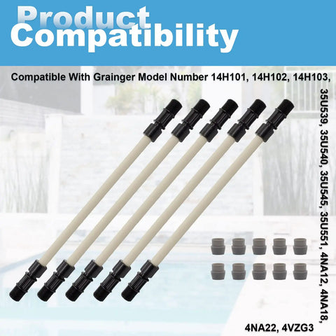 Pump Tube Replacement Kit for Stenner Pumps, 5 Pack, with ferrules displayed against product compatibility background.