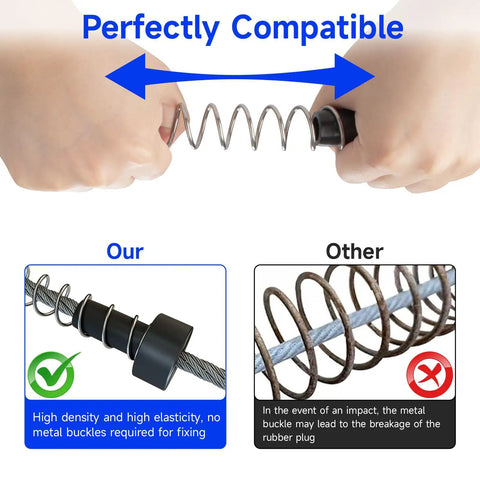 Beefy PE Stopper Set for Zip Line Spring Brake Systems showing compatibility with high-density PE cushioning on cable.