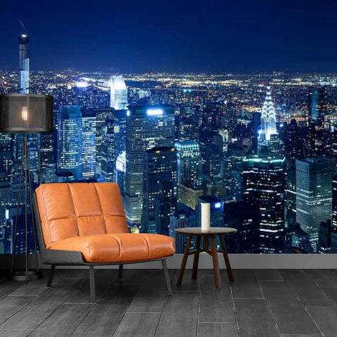 3D Removable Wallpaper Peel And Stick NYC Skyline Night View Wall Mural Dope Modern Decor For Living Room And Bedroom 144 X 100 Inches