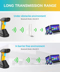 Upgraded Industrial Bluetooth Barcode Scanner With Charging Dock, Wireless 2D And 1D Reader, 2600mAh Battery in use with devices