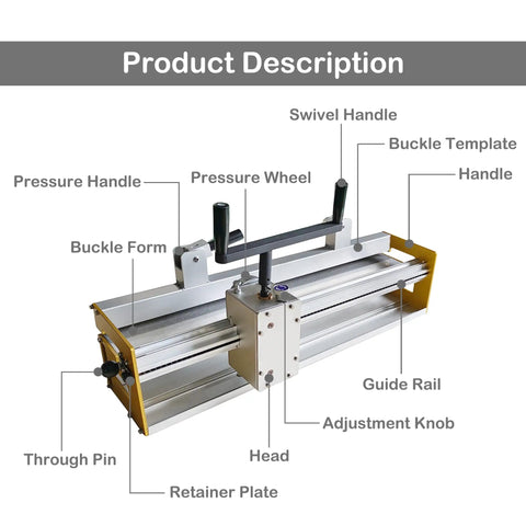 24 Inch Conveyor Belt Lacing Tool With Wire Hook Buckle Splice Fasteners Manual Roller Lacer with labels of parts