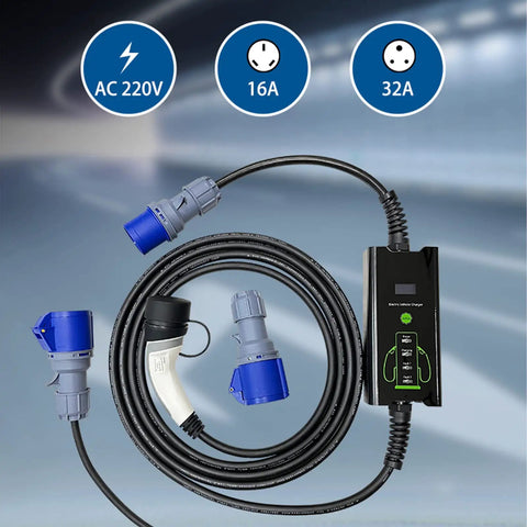 Travel Ready Portable Level 2 EV Charger 16 Amp 32 Amp Fast Home Charging Station IP65 Waterproof Cable For European Standard EVs Charge Faster Anywhere You Plug In