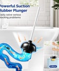 Toilet Plunger And Bowl Brush Combo With Heavy Duty Rubber Head For Drain Clog Removal Curved Bristle Design