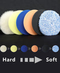 Six Piece 6 Inch Buffing Polishing Pad Kit with Sponge and Wool for Car Buffing, Polishing and Waxing on 5 Inch Backing Plate