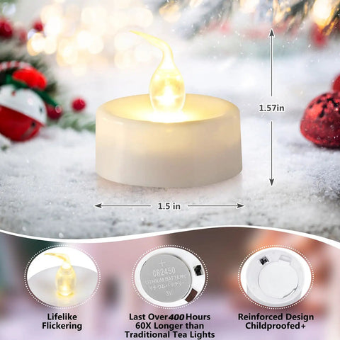 Flameless LED Candles With Remote Timer Warm White Flicker Battery Operated Tea Lights, 1.5x1.57 inch, lifelike flicker