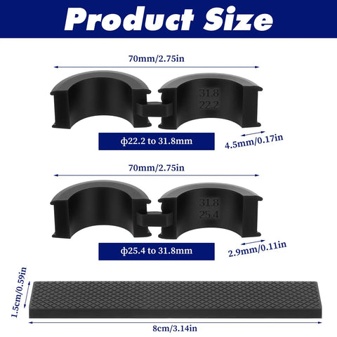 12 Piece Bike Handlebar Gasket Kit With Spacers Anti Vibration Non Slip Lightweight Durable Silicone Shims size specifications