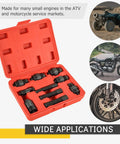 Heavy Duty Flywheel Puller Set For ATVs And Motorcycles, 10 Piece Tool Kit in red case, compatible with Honda, Suzuki, Kawasaki, Yamaha, Ducati