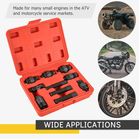 Heavy Duty Flywheel Puller Set For ATVs And Motorcycles, 10 Piece Tool Kit in red case, compatible with Honda, Suzuki, Kawasaki, Yamaha, Ducati