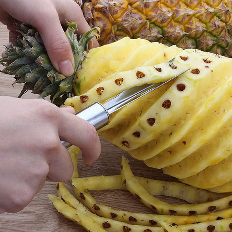 Using Two Pack Pineapple Eye Remover And Peeler Set Stainless Steel V Shape Pineapple Eye Cutter For Home Kitchen Fruit Tool