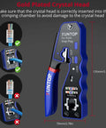 RJ45 Crimp Tool Kit For Cat5 Cat5e Cat6 Cat6a Ethernet With Pass Through Connectors featuring crimping tool and wiring guide