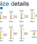 M3 Brass Flat Head Phillips Machine Screws And Hex Nuts Kit 240 Pieces With 120 Nuts For Electronics Furniture Assembly And Mechanical Projects Must Have All In One DIY Fastener Set size details showing M3 brass screws 6-25mm and hex nut