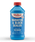 Radiator And Block Sealer 16 Oz For Permanent Leak Repair That Stops Radiator And Engine Block Leaks Safe Non Clogging Formula Works With Plastic Aluminum And Metal Cooling Systems Easy To Use in blue bottle