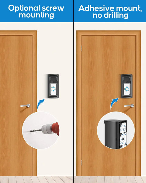 Adjustable 360 Degree No Drill Video Doorbell Mount For Ring Battery Doorbell Plus Pro Anti Theft Corner Kit on door