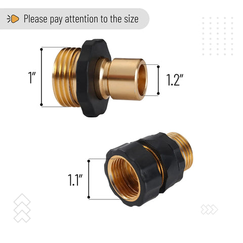 Side view of Garden Hose Quick Connectors Three Quarters Inch Universal Fit With Quick Release Fittings Set Of Four Adapters