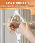 Heavy Duty Adjustable Cat Door Latch Keeps Pups Out While Cats Roam Free 2.5 To 6 Inch White Two Pack shown adjusting to fit round door knobs.