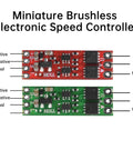 Mini Brushless Motor Driver Board BLDC Controller ESC for Aircraft Models 5-16V 8A Red and Green Board With Connections