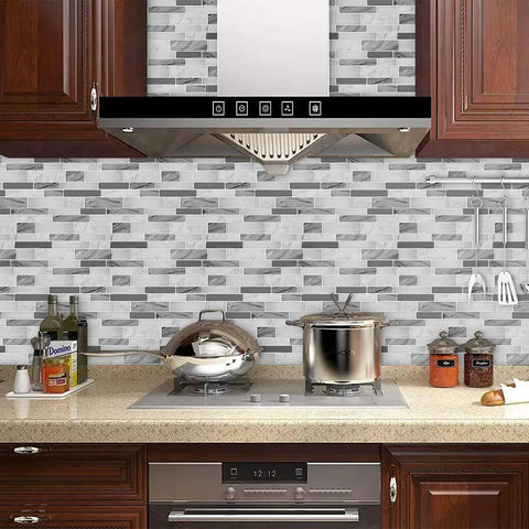 Thicker Design Peel And Stick Tile Backsplash For Kitchen And Bathroom Self Adhesive 12x12 Inch Gray Tile Stickers in kitchen view