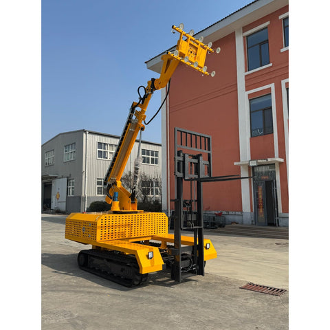 Heavy Duty 1000Kg Glass Suction Lifter With Adjustable Hydraulic Vacuum Cart For Seamless Curtain Wall Installation in bright yellow color.