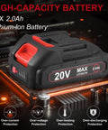 20V Cordless Ratchet Wrench Kit With A Badass Brushless Motor, 60 Ft Lbs Torque, Variable Speed, 2.0Ah Lithium Ion Battery