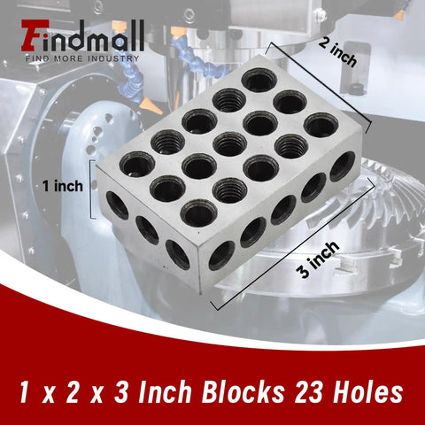 1 X 2 X 3 Inch Hardened Steel Machinist Blocks Matched Pair With 23 Holes Precision Ground On All Sides For Accurate Squareness Beefy Milling Setup Blocks Built Tough For Reliable Long Lasting Accuracy.