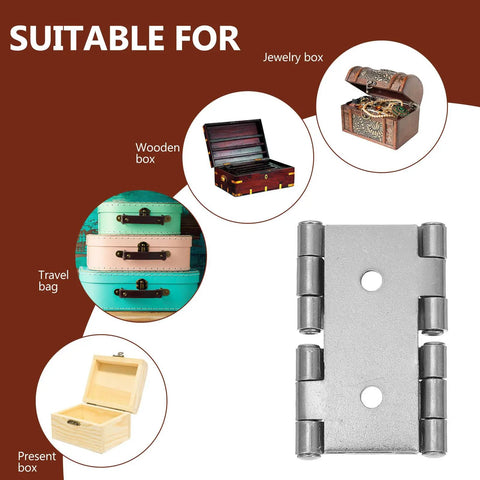 Iron Double Swing Door Hinges 4 Pack For Furniture And Screens Reliable And Sturdy shown next to boxes and travel bags