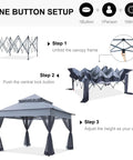 Easy Pop Up Gazebo 11 By 11 With Mosquito Netting For Patio Garden Backyard Gray One Push Central Lock setup instructions