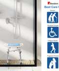 Lightweight Nonslip Shower Chair For Inside Shower And Bathtub Durable Aluminum Bath Stool With Anti Slip Seat pictured in a shower