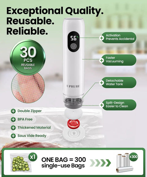 Compact Food Vacuum Sealer With LED Display And Liquid Drainage Tube in kitchen setting