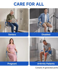 Adjustable Toilet Seat Riser With Plush Pu Foam Pad For Elderly And Seniors Quick Height And Width Dial in use by diverse individuals.