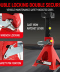 Beefed Up 3 Ton Jack Stands With Adjustable Height 11.02 To 16.93 Inches, Cross Slotted Frame Rail, Rubber Pad Protector