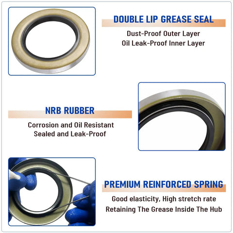 Four Sets 7000 Lb Boat Trailer Axle Bearing Kit With 25580 14125A Bearings, Double Lip Grease Seals, NRB Rubber, Reinforced Spring