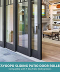 Sliding Patio Door Rollers Replacement Set With Two Rollers Per Set One And A Half Inch Steel Ball Bearing Rollers Adjustable Height installed