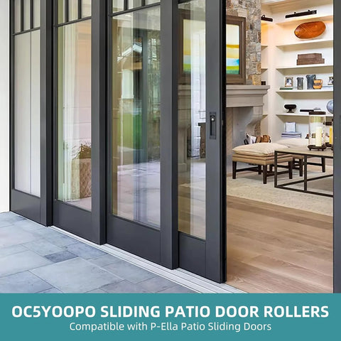 Sliding Patio Door Rollers Replacement Set With Two Rollers Per Set One And A Half Inch Steel Ball Bearing Rollers Adjustable Height installed