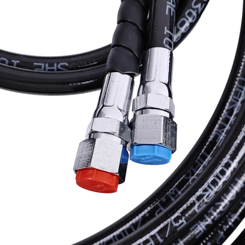 Close-up of fittings on 20Ft Hydraulic Hose Kit HO 5120 For SeaStar Outboard Steering Teleflex Marine Compatible HO5120