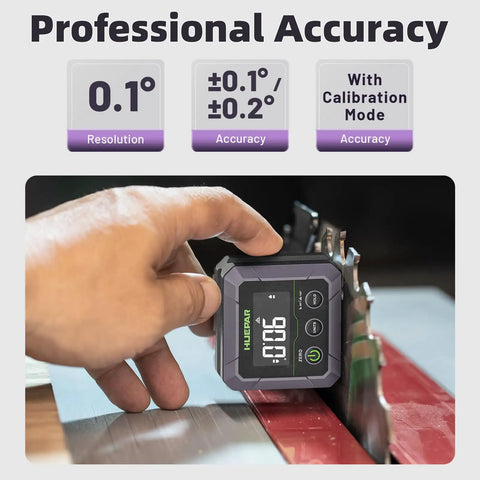 Magnetic Digital Angle Finder For Woodworking And Metal Bending, Inclinometer With Calibration, Precise Plus Minus 0.1 Degree At 0 Or 90, Plus Minus 0.2 Degree At Other Angles, 0-180 Range, VA LCD Display, Temperature Sensor For Stable Readings