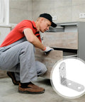 16 Pack L Shaped Corner Braces For Furniture And Tables, Cold Rolled Steel Brackets With Screws installed on cabinet drawer