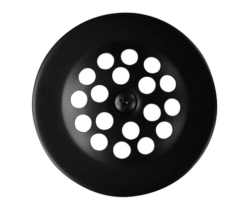 Universal Bath Tub Trim Conversion Kit With Beehive Grid Drain And Trip Lever Faceplate in matte black, top view