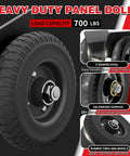 Beefy 8 Inch Panel Dolly Cart For Doors And Slabs with solid rubber wheels and steel C-shaped frame 700 lb capacity