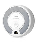 Premium Combination Smoke And Carbon Monoxide Detector With A Decade Long Sealed Battery And Clever Low Charge Warnings, white circular design with test button.