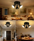 Industrial 3 Light LED Track Lighting Kit in Black installed in living room, highlighting adjustable heads for task and accent illumination.