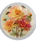 4 Pack Watercolor Floral Cabinet Knobs With Slick Round Design And Boss Grade Durability For Kitchen Cabinets Dresser Drawers And Closet Doors, close-up of floral design.